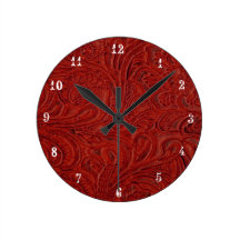 Cowboy-Land-Rot bearbeitete lederne Blick-Uhr