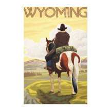 Cowboy-u. HorseWyomingVintage Reise-Plakat Leinwanddruck
