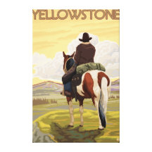 Cowboy u. Pferd - Yellowstone Nationalpark Gespannte Galerie Drucke