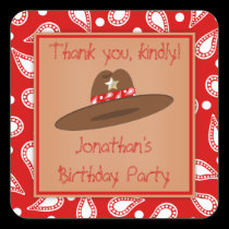 Cowboyhut-rote Bandanna-Geburtstags-Party-Aufklebe aufkleber