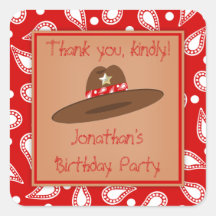 Cowboyhut-rote Bandanna-Geburtstags-Party-Aufklebe