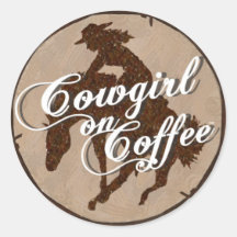 Cowgirl auf Kaffee LOGO-AUFKLEBER