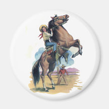 Cowgirl auf Pferd Magnete