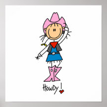 Cowgirl in den rosa T-Shirts und in den Geschenken Plakat