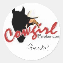 Cowgirlbroker, Dank! Runder Sticker