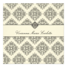 Creme 311-Vivianna u. schwarze Damast-Einladung
