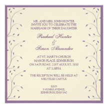 Creme u. lila Wedding Blumeninvitiation Individuelle Einladung