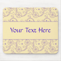 Creme und blaues Blumen Mousepads