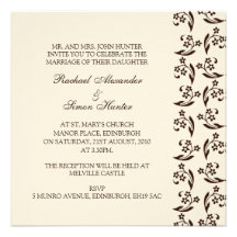 Creme Wedding Blumeninvitiation Personalisierte Einladung