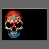 Croatian Flag Skull on Black visitenkarten