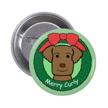 Curly-Coated Retriever-Weihnachten Anstecknadelbuttons