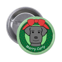 Curly-Coated Retriever-Weihnachten Anstecknadelbuttons