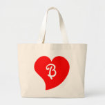 Curvy rotes mit Monogramm Herz Leinentasche
