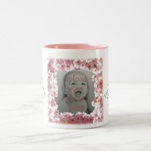 Custom Flowers Mug Personalized Pink Blossoms Cup