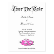 Custom Save the Date Cinderella Slipper on Pink Post Card