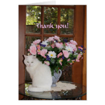 Customizable Pretty White Cat Thank You karten