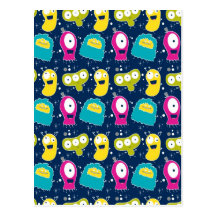 Cute Aliens Pattern Post Card