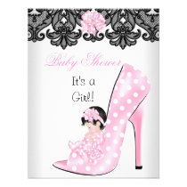 Cute Baby Shower Girl Pink Baby Shoe Lace einladungen