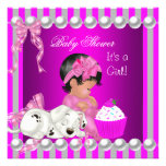 Cute Baby Shower Girl Pink Stripe cupcake Personalized Invite