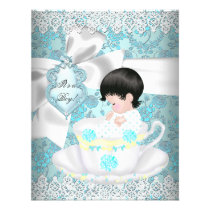 Cute Baby Shower Teal Boy or Girl einladungen
