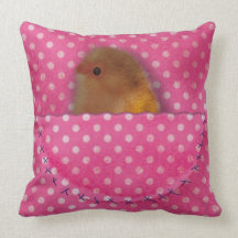 Cute bird in the pink pocket design pillows