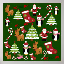 Cute Christmas Collage Design with Santa Print