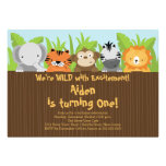 Cute Jungle Safari Zoo Animals Kids Birthday einladungen
