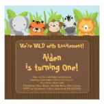 Cute Jungle Safari Zoo Animals Kids Birthday einladungen