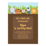 Cute Jungle Safari Zoo Animals Kids Birthday einladungen