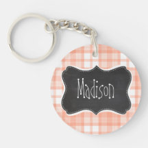 Cute Orange Plaid; Vintage Chalkboard Acrylic Keychains