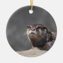 Cute River Otter Christmas Ornament