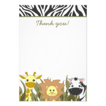 Cute Safari Jungle Baby Shower Flat Thank You Card