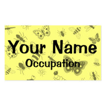 Cute Vector Bugs & Butterflies (Lemon Yellow Back) Business Card Template