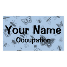 Cute Vector Bugs & Butterflies (Sky Blue Back) Business Card