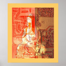 Cyber-Alters-elektronisches Buddha-Plakat