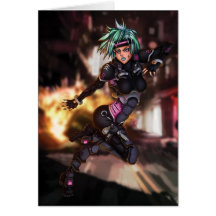 Cyber-Polizei Manga Mädchen Grußkarten