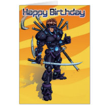 Cyber-Samurai-Geburtstag Grußkarten
