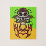 Cyborg-Schädel im Feuer Jigsaw Puzzles