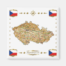 Czechia Karte + Flaggen-Magnet