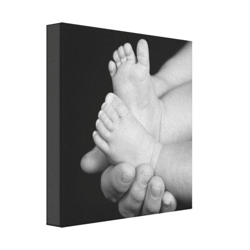 Daddys übergibt Schwarzweiss-Baby-Fuß-Leinwand Galerie Falt Leinwand