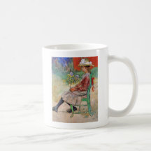 Dagmar, die Blumen hält Kaffeehaferl