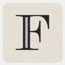 Damast-Buchstabe F - Schwarzes Aufkleber