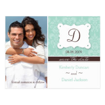 Damast-Foto-Save the Date Postkarte