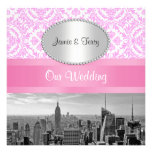 Damast-Hochzeits-Einladung NYC Skyline BWs D4P2 ro