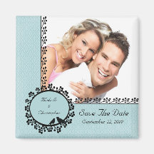 Damast-Liebe-Vogel-Foto-Save the Date Magnet Magnete