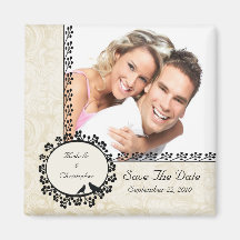 Damast-Liebe-Vogel-Foto-Save the Date Magnet Kühlschrankmagnet