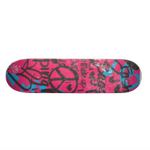 Damast Magentarot-Aqua, Graffiti Individuelle Skatedecks