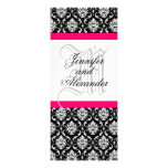 Damast-Monogramm-Hochzeits-Einladungs-Pink