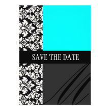 Damast-Türkis-Save the Date Karte Einladungen