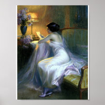 Dame, die eine Buchstabeantiken-schöne Kunst liest Posterdrucke